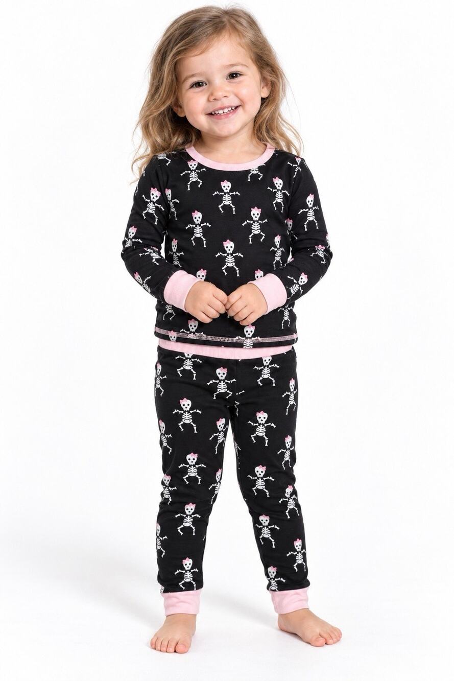 Mud Pie Girls Skeleton Glow in Dark Bamboo Pajamas 2T NWT Halloween